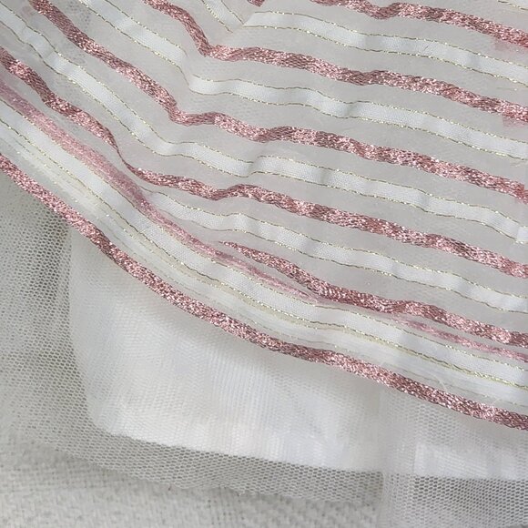 The Childrens Place White Gold Sparkle Pink Stripe Fit & Flare Lined Dress 9-12M - Picture 5 of 16